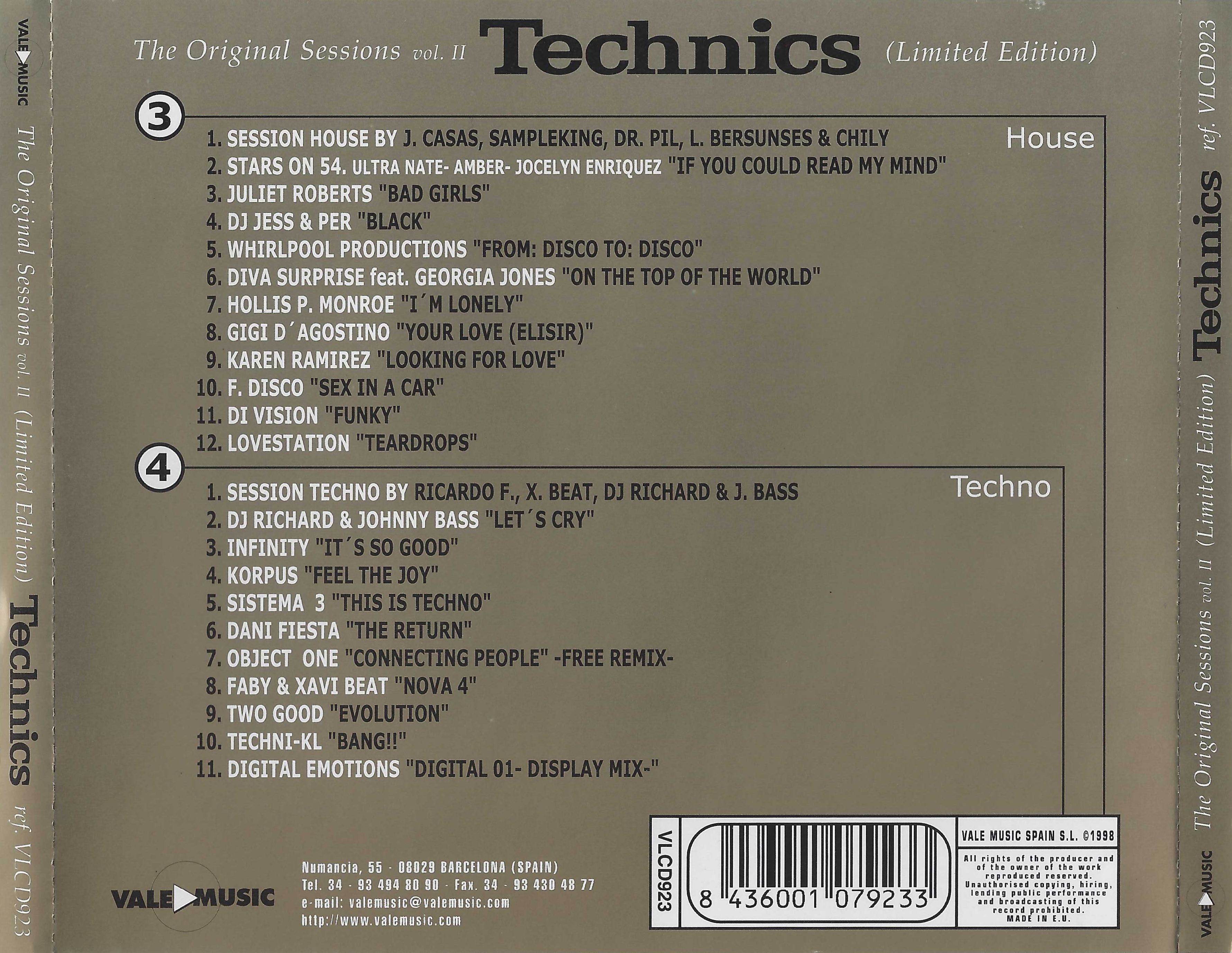 Technics The Original Sessions Vol. II - 4 CD's - 1998 - Vale Music ...